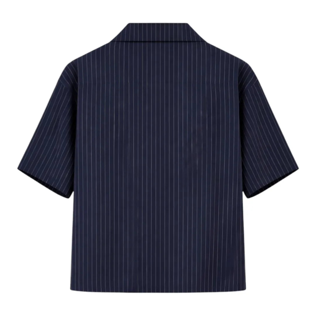 Gifts On 6th Navy Blue Striped Casual Shirt Modern Fit Size M