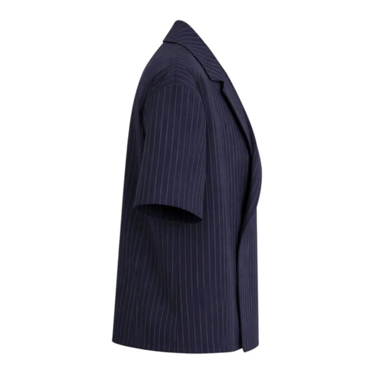Gifts On 6th Navy Blue Striped Casual Shirt Modern Fit Size M