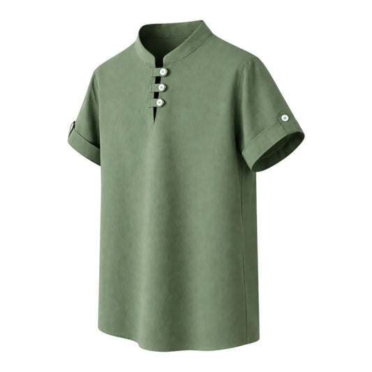 Gifts On 6th Olive Green Mandarin Collar Casual Shirt Premium Fit Size M
