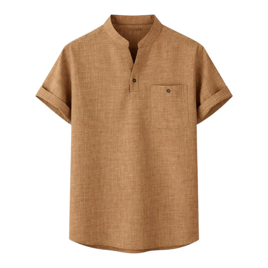 Gifts On 6th Brown Casual Short Sleeve Shirt Minimal Style Size M