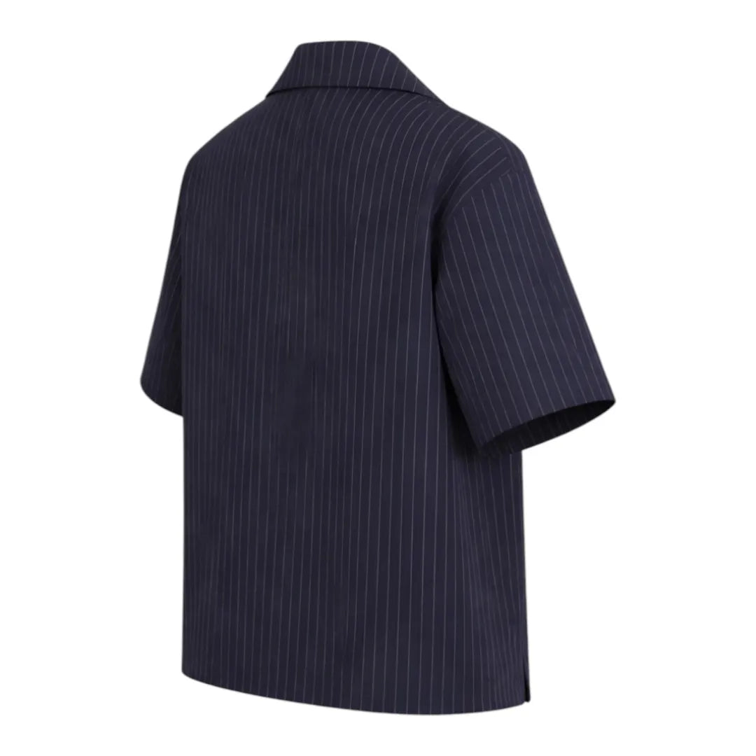 Gifts On 6th Navy Blue Striped Casual Shirt Modern Fit Size M