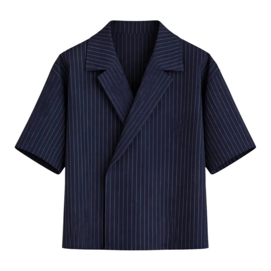 Gifts On 6th Navy Blue Striped Casual Shirt Modern Fit Size M