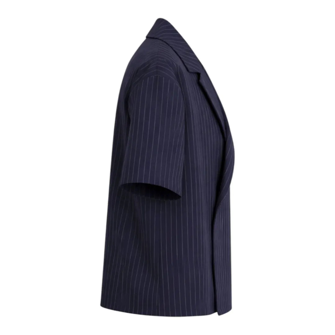 Gifts On 6th Navy Blue Striped Casual Shirt Modern Fit Size M