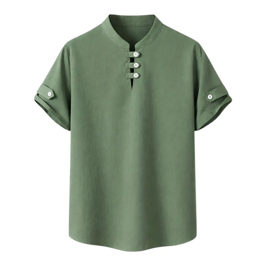 Gifts On 6th Olive Green Mandarin Collar Casual Shirt Premium Fit Size M
